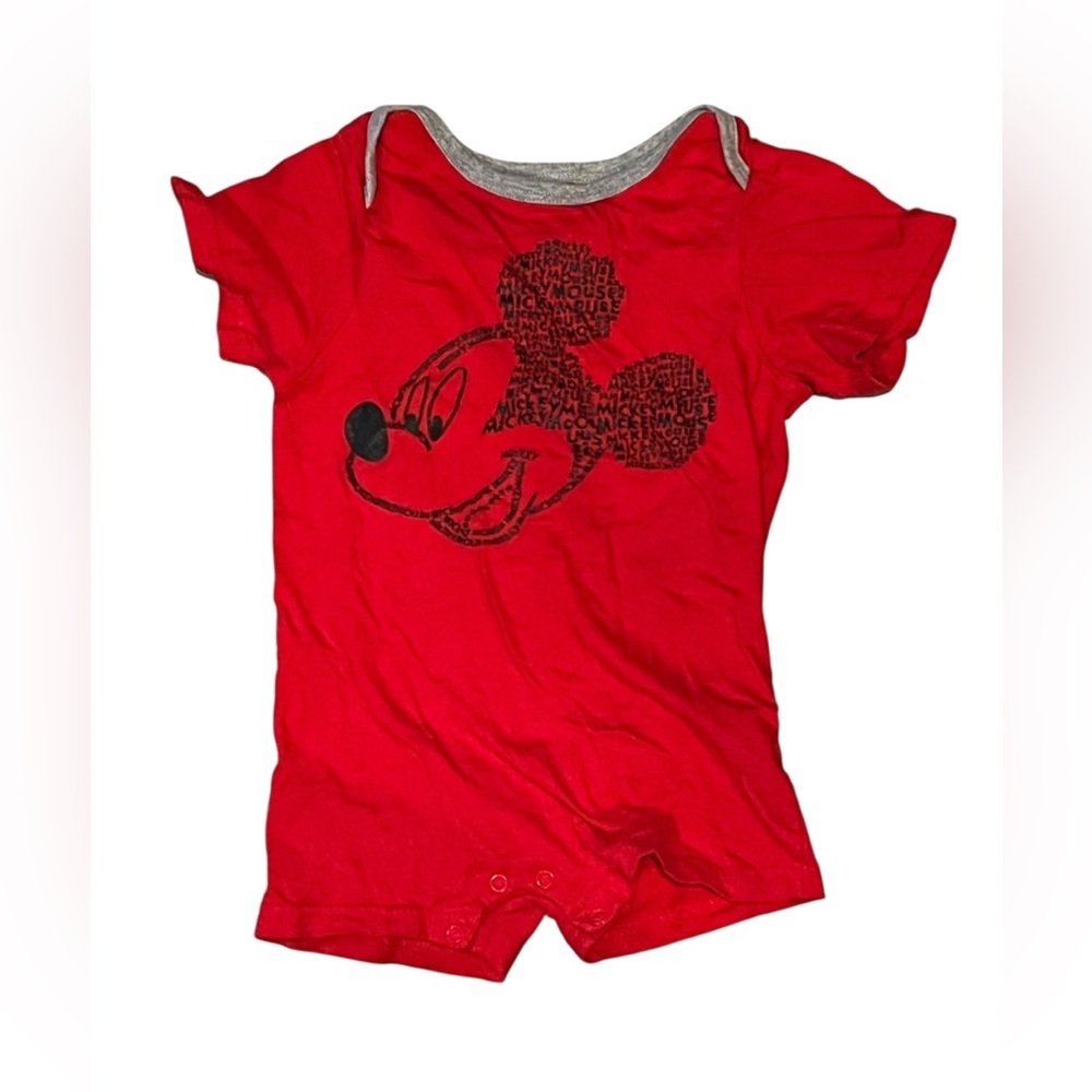 Disney Baby Mickey Mouse Romper Size 24M Red Short Sleeve